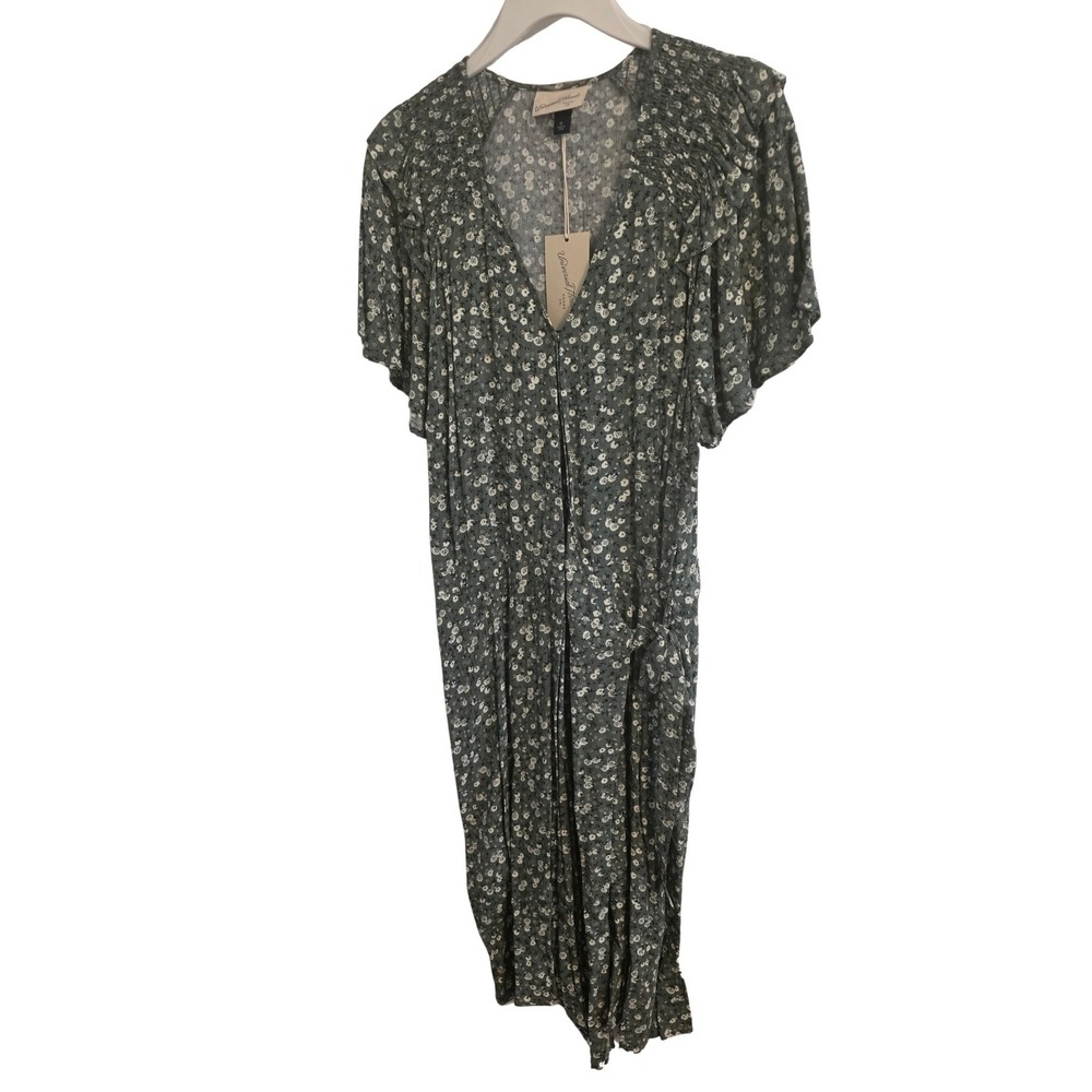 Universal Thread Green Floral V-Neck Smocked Midi Dress XL New With Tags